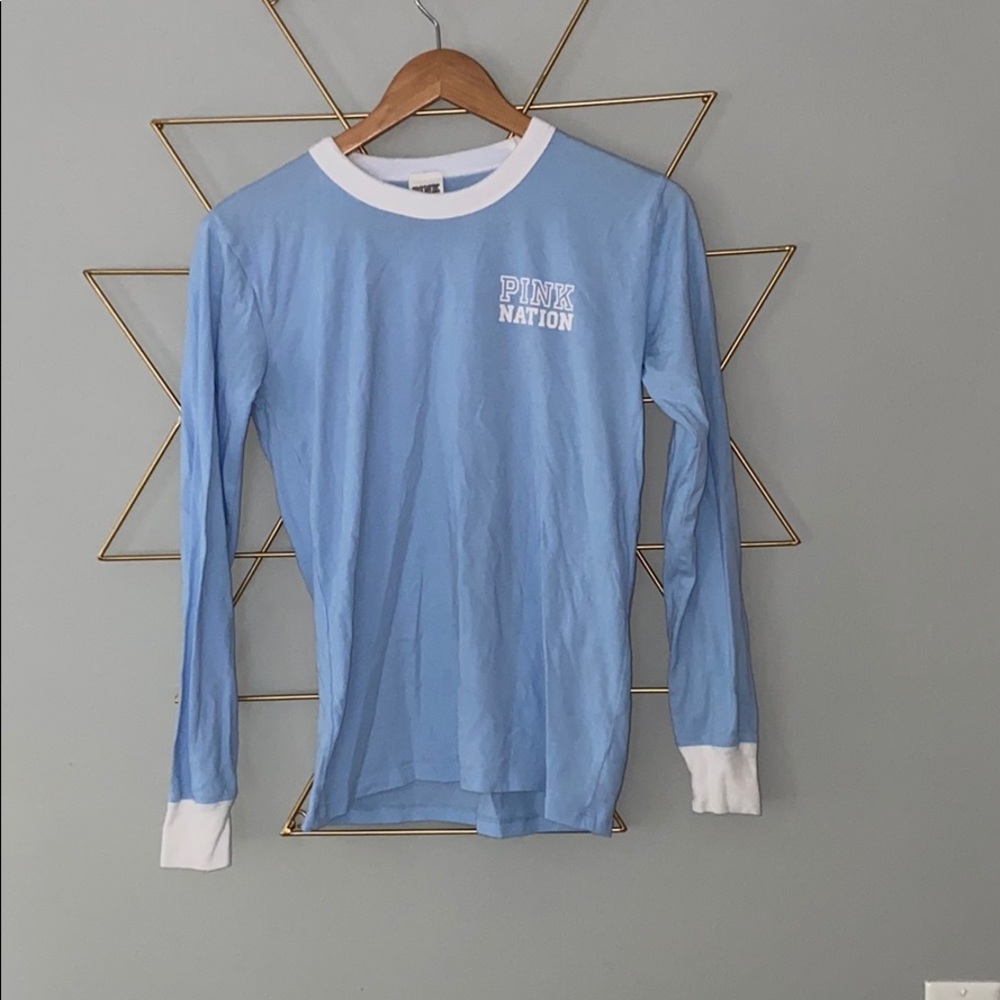 blue long sleeve top